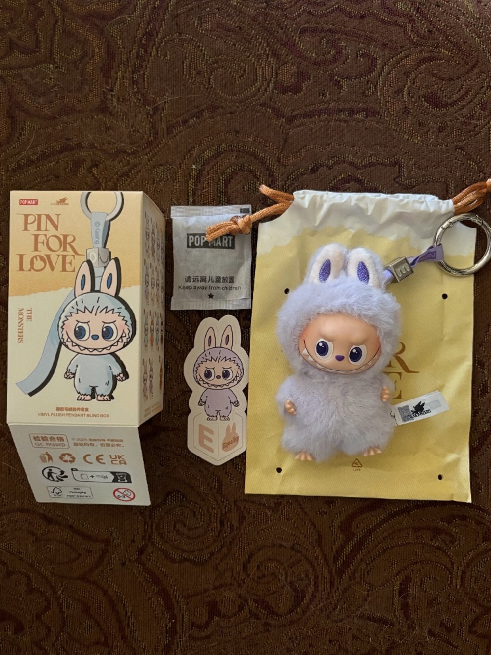 AUTHENTIC, BRAND NEW LABUBU from the Pin For Love "A-M" Series, Letter "E"